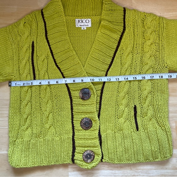 Vintage Rico Hand Knits Chunky Knit Cropped Statement Buttons Cotton Cardigan - Picture 7 of 12